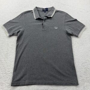 Fred Perry Slim Fit Men's Grey Short Sleeve Polo Shirt Size M